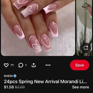 This was the inspo. I had her do all pink because what she has before looked 1000 times worse!