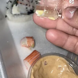 This was a fresh sushi roll with crab and shrimp