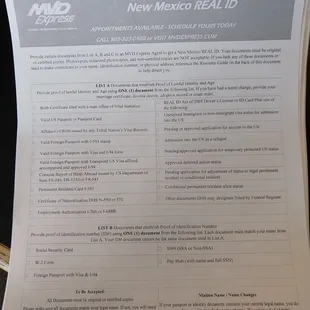 Real ID instructions