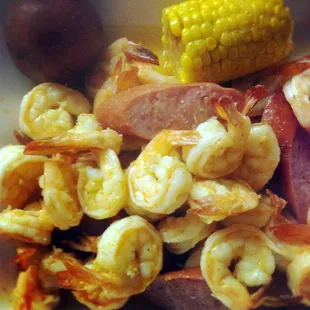 Spicy Cajun Garlic Boiled Shrimp with Smoked Sausage