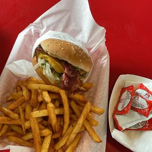George Foreman V Burger with Cajun Fries