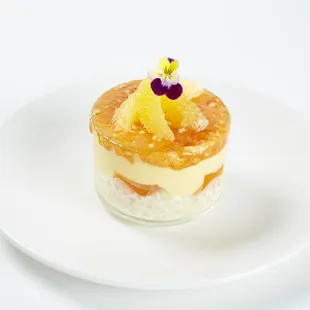 Tropical Fruit Creamsicle &quot;Brulee&quot; - Haupia Tapioca, Lilikoi Custard, Kanten, Sorbet