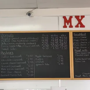 a menu on a blackboard
