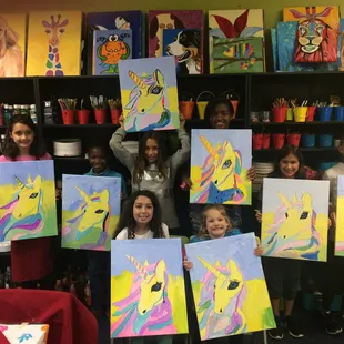 Masterpieces created while having a blast during a birthday Party at the Myart Fishers Studio!