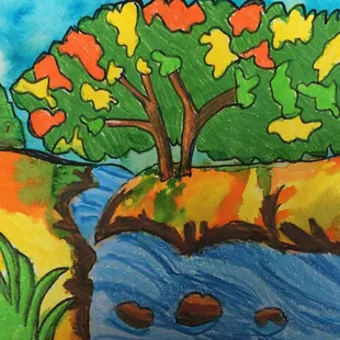 Artwork completed by Morgan, age 7 at the Myart Fishers Studio.