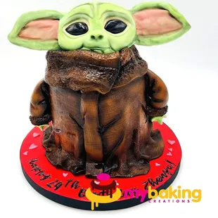 Baby Yoda Inspired sculpted custom cake
