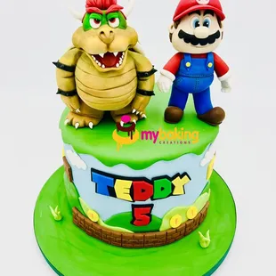 Bowser and Mario Inspired Custom Cake