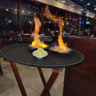 flaming sanganaki