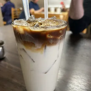 Iced dirty chai latte - not yet mixed up