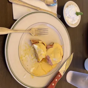 Eggs Benedict with Canadian Bacon.