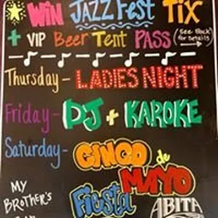 a chalk board with various names