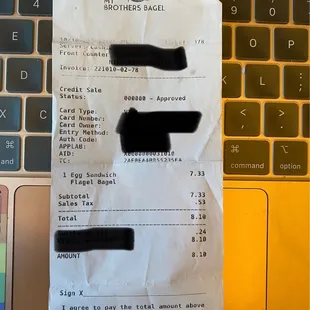 $8.10 for a Egg and Cheese Flat Bagel known as a Flagel  Ridiculous for no meat!