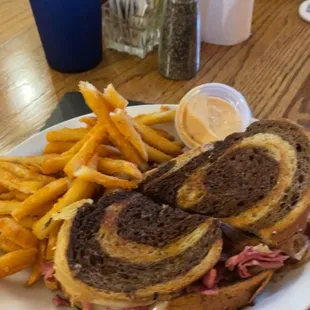 a sandwich and french fries