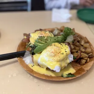 The B.E.A.S.T. I love eggs Benedicts so I really liked this and the potatoes were surprisingly tasty, crunchy, and good.