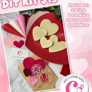 a valentine's day treat kit with cookies and sprinkles