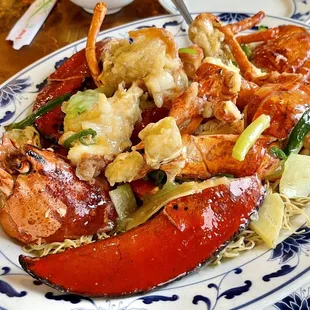 lobster and noodles