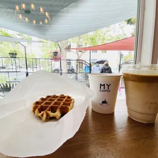 Drinks left to right: Chai Latte, Iced Latte