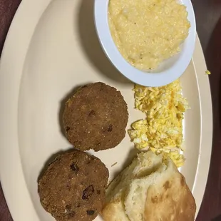 Salmon Croquette and Grits Breakfast Platter!!!! Delicious!!!!