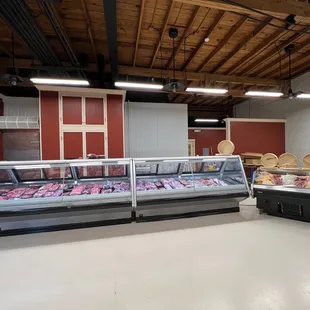 a meat display in a store