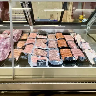 a variety of meat on display