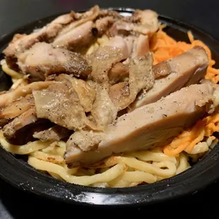 Garlic Noodles with BBQ Chicken