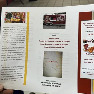 Front cover of menu
