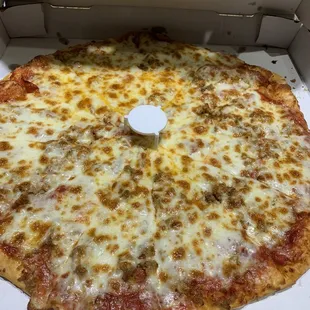 Pepperoni and sausage pizza