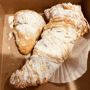 Left: Sfogliatelle (fan shell) Right: Lobster Tail