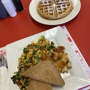 Vegan Tofu Scramble, Vegan Waffle