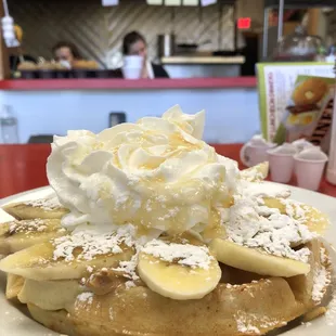 Peanut butter and banana waffle