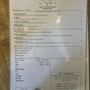 Breakfast Menu served until 11am