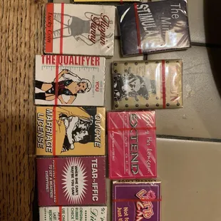 Some of the prizes from the bathroom vending machine.