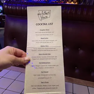 Cocktail menu (with three? bloody marys)