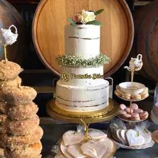 3 tiered naked wedding cake