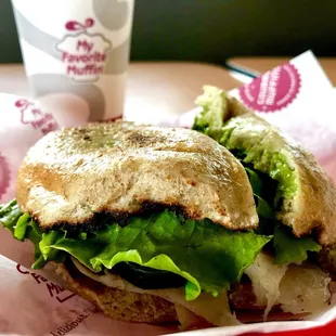 Holey guacamole bagel sandwich!