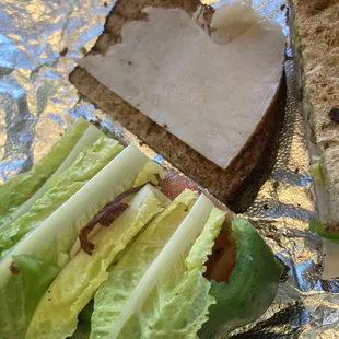 a sandwich and lettuce