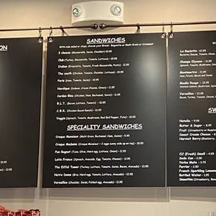 Menu board as of Dec 2021