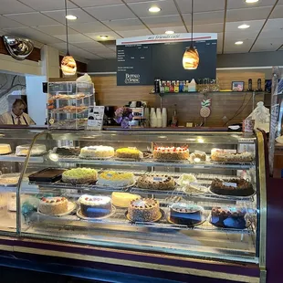 a display of cakes