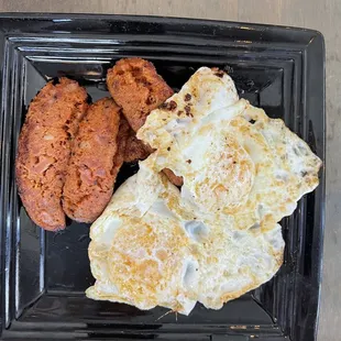 2 eggs and Portuguese sausage