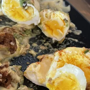 Poached eggs?! More like hard boiled eggs.... ‍ the Loco Moco eggs was the same.