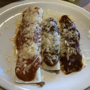 Lunch Combo #13 with Beef Burrito, Beef Enchilada, and Pork Tamale
