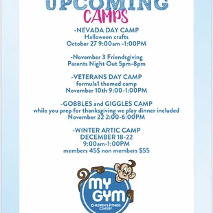 Fall DROP OFF camps