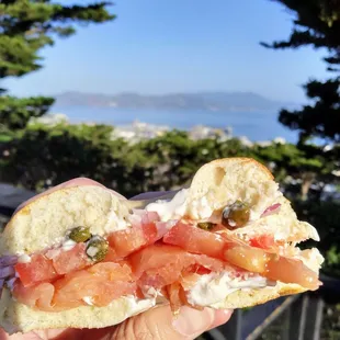 Bagel with cream cheese and lox (taken at Telegraph Hill)