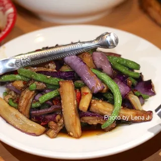 V9 Stir-Fried String Beans with Eggplant