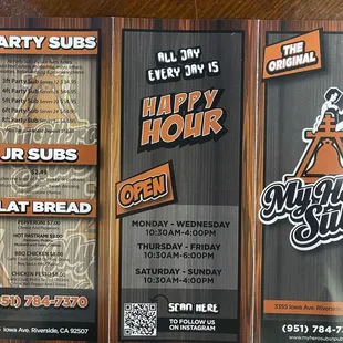 Menu(prices are now slightly higher).