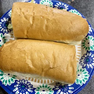 Whole sub cut in half