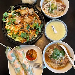 Beef Pho (my fav), Shrimp Spring Rolls, Egg Roll &amp; Pork Bun, Bao, &amp; Tapioca. Everything was wrapped really good for takeout!