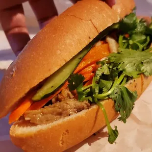 Mock duck banh mi made vegan w/o mayo ($6). Nothing special.
