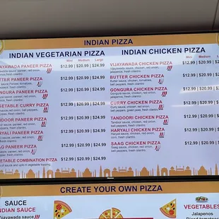 the menu and prices