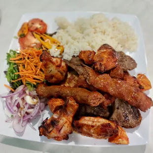 Kebob platter.  Pita Bread not shown.